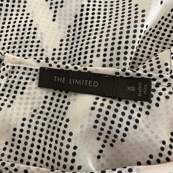 The Limited Sheer Chevron Polka Dots Top WMNS  XS Black Ivory Scoop Neck Zig Zag - Picture 5 of 7